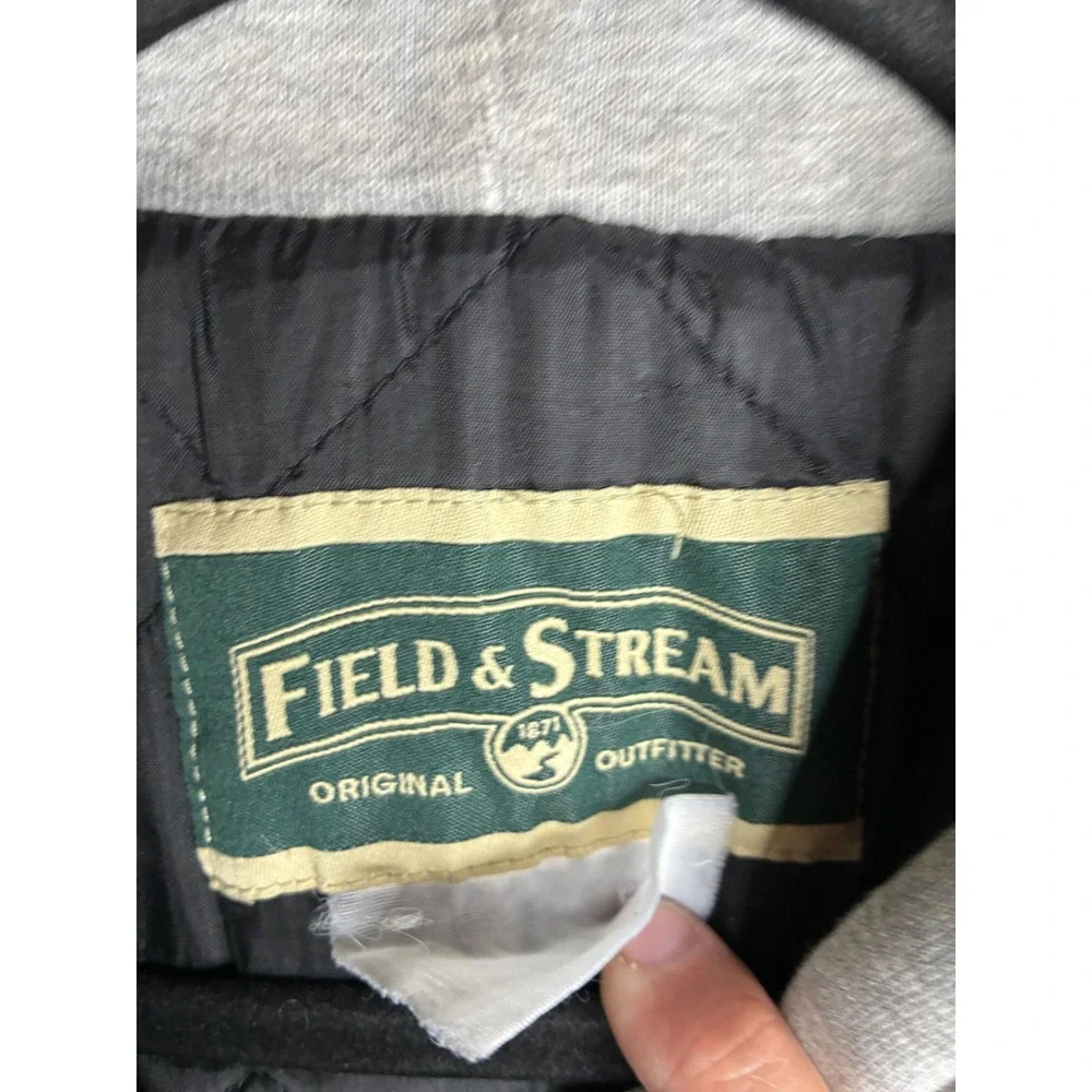 Field & Stream Mens Blue Plaid Hooded Flannel Shirt Jacket Quilted Lined 32x29.5
